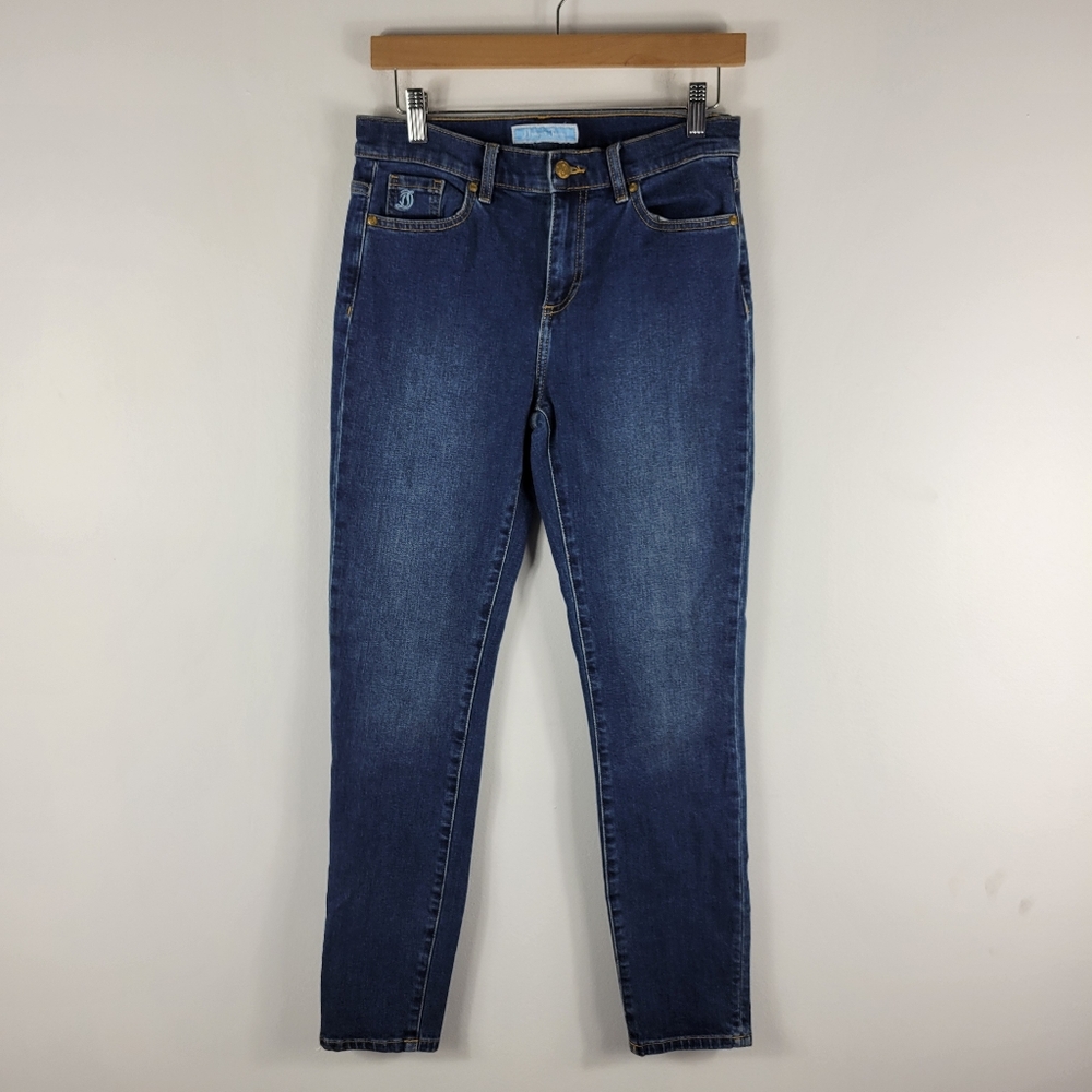 Draper James Embroidered Mid Rise Skinny Ankle Jeans